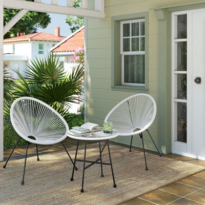 Songmics Garden Patio Furniture Set 3 Pieces, Acapulco Chair, Outdoor Seating, Glass Top Table And 2 Chairs, Indoor And Outdoor - image 1