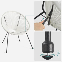 Songmics Garden Patio Furniture Set 3 Pieces, Acapulco Chair, Outdoor Seating, Glass Top Table And 2 Chairs, Indoor And Outdoor - thumbnail 6