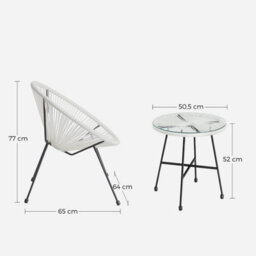 Songmics Garden Patio Furniture Set 3 Pieces, Acapulco Chair, Outdoor Seating, Glass Top Table And 2 Chairs, Indoor And Outdoor - thumbnail 8