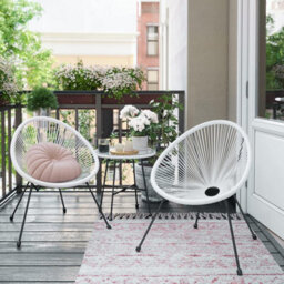 Songmics Garden Patio Furniture Set 3 Pieces, Acapulco Chair, Outdoor Seating, Glass Top Table And 2 Chairs, Indoor And Outdoor - thumbnail 2
