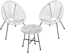 Songmics Garden Patio Furniture Set 3 Pieces, Acapulco Chair, Outdoor Seating, Glass Top Table And 2 Chairs, Indoor And Outdoor - thumbnail 4