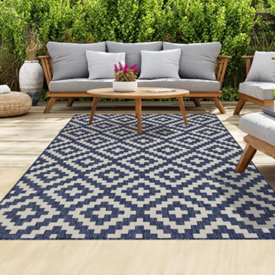 Homeart Outdoor Rugs Easy Cleaning Area Rugs For Balcony,garden,picnic,uv Weather Resistant D.blue Cream, 200 X 290 Cm - image 1