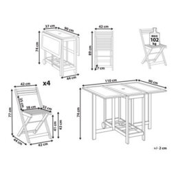 Beliani Garden Dining Set 4 Seater Frassine Acacia Wood Brown - thumbnail 3