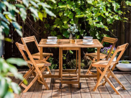 Beliani Garden Dining Set 4 Seater Frassine Acacia Wood Brown - thumbnail 2