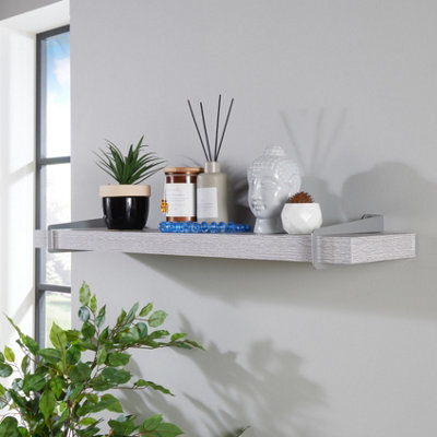 Core Products Chunky Grey Oak Effect Wall Shelf - Slide-On Brackets, Sturdy Storage, W80Cm X L19.5Cm X H3.8Cm - image 1