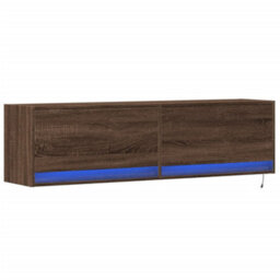 Berkfield Tv Wall Cabinet With Led Lights Brown Oak 140X31X38 Cm - thumbnail 3