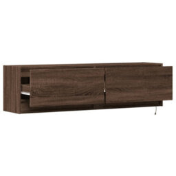 Berkfield Tv Wall Cabinet With Led Lights Brown Oak 140X31X38 Cm - thumbnail 9