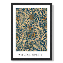 Artze Wall Art Vintage William Morris Larkspur In Navy And Beige / Black Frame / Size: A4 - thumbnail 2