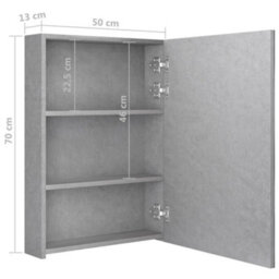 Berkfield Led Bathroom Mirror Cabinet Concrete Grey 50X13X70 Cm - thumbnail 8