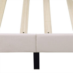 Abrihome 4Ft6 Double Upholstered Velvet Bed Frame, With Adjustable Button-Tufted & Riveted Headboard, Beige - thumbnail 8