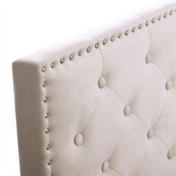 Abrihome 4Ft6 Double Upholstered Velvet Bed Frame, With Adjustable Button-Tufted & Riveted Headboard, Beige - thumbnail 7