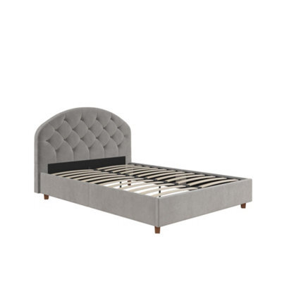Dorel Home Aspen Upholstered Bed Velvet Light Grey, King - image 1