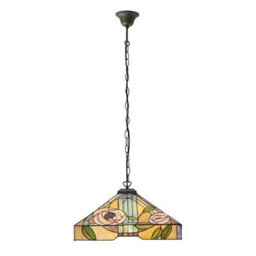 Luminosa Lighting Luminosa Willow 3 Light Large Ceiling Pendant Dark Bronze, Tiffany Style Glass, E27 - thumbnail 2
