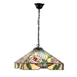Luminosa Lighting Luminosa Willow 3 Light Large Ceiling Pendant Dark Bronze, Tiffany Style Glass, E27 - thumbnail 1