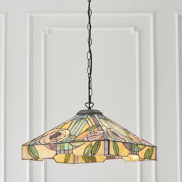 Luminosa Lighting Luminosa Willow 3 Light Large Ceiling Pendant Dark Bronze, Tiffany Style Glass, E27 - thumbnail 4