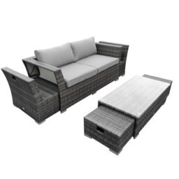 Charles Bentley St Tropez Rattan Lounge Set - Outdoor Space Saving Furniture - thumbnail 3