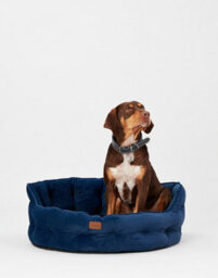 Joules Chesterfield Dog Bed, Navy, Soft Velvet Fabric, Thickly Padded, Machine Washable, 70Cm Diameter, Large - thumbnail 2