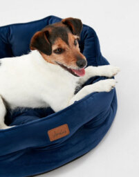 Joules Chesterfield Dog Bed, Navy, Soft Velvet Fabric, Thickly Padded, Machine Washable, 70Cm Diameter, Large - thumbnail 4