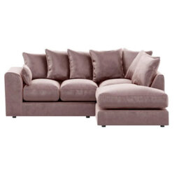 Furnishings For Less UK Brooklyn Plush Velvet 3 To 4 Seater L Shaped Corner Sofa Fibre Pink Right Hand Facing - thumbnail 2