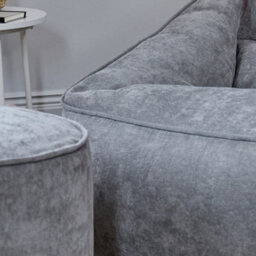 icon Natalia Chenille Adults Bean Bag Armchair And Pouffe, Ready Filled Large Beanbag And Footstool Grey - thumbnail 6