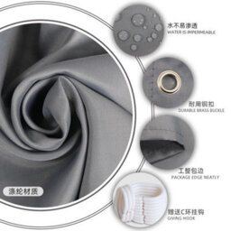 Grey Waterproof Extra Long Fabric Shower Curtain 180 X 200Cm - thumbnail 2