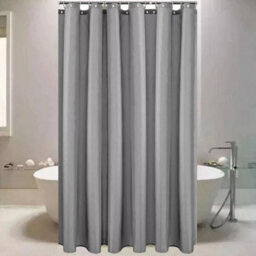 Grey Waterproof Extra Long Fabric Shower Curtain 180 X 200Cm - thumbnail 1