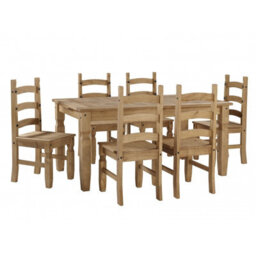 Mercers Furniture Corona Large Extending Table & 6 Chairs Dining Set Solid Wood Pine Wooden With Mexican Styling