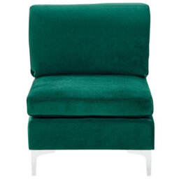 Beliani Modular Corner Sofa 4 Seater Evja Velvet Green With Ottoman Right Hand - thumbnail 6