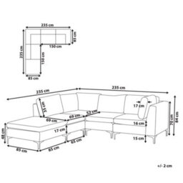 Beliani Modular Corner Sofa 4 Seater Evja Velvet Green With Ottoman Right Hand - thumbnail 3