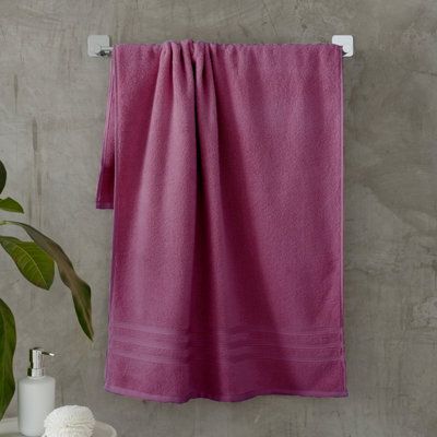 Catherine Lansfield Bathroom Zero Twist 500 Gsm Soft & Absorbent Cotton Bath Sheet Pair Raspberry - image 1