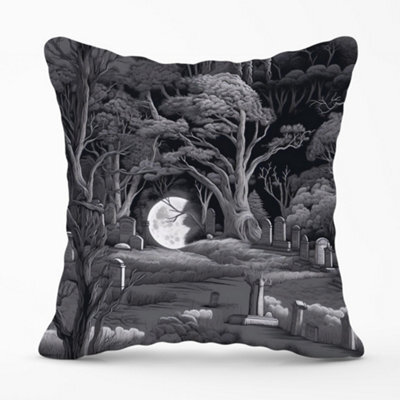 Warren Reed Designer Eerie Moonlit Cemetery Cushions 60Cm X 60Cm - image 1