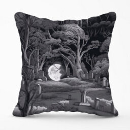 Warren Reed Designer Eerie Moonlit Cemetery Cushions 60Cm X 60Cm - thumbnail 1