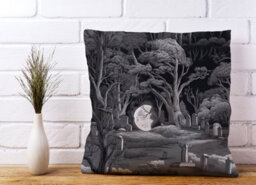 Warren Reed Designer Eerie Moonlit Cemetery Cushions 60Cm X 60Cm - thumbnail 2
