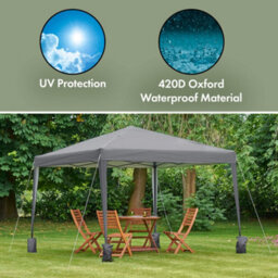 Vonhaus Pop Up Gazebo 3M X 3M, Heavy Duty Garden Marquee Shelter Canopy, Leg Weights And Storage Bag, Grey - thumbnail 2