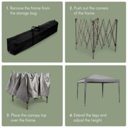 Vonhaus Pop Up Gazebo 3M X 3M, Heavy Duty Garden Marquee Shelter Canopy, Leg Weights And Storage Bag, Grey - thumbnail 4