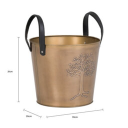 Charles Bentley Mulberry Small Antique Gold Coloured Leather Handled Log Bucket 35Cm - thumbnail 8