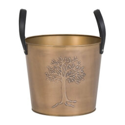 Charles Bentley Mulberry Small Antique Gold Coloured Leather Handled Log Bucket 35Cm - thumbnail 5
