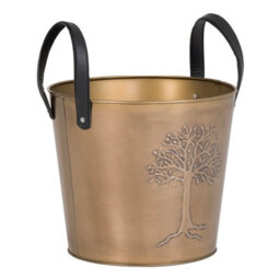 Charles Bentley Mulberry Small Antique Gold Coloured Leather Handled Log Bucket 35Cm - thumbnail 4