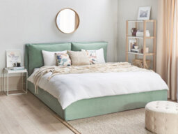 Beliani Ottoman Bed Velvet Bajonna 180 X 200 Cm (Eu Super King) Mint Green - thumbnail 2