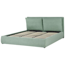 Beliani Ottoman Bed Velvet Bajonna 180 X 200 Cm (Eu Super King) Mint Green - thumbnail 7