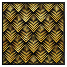 "Andrew Lee Golden Geometric Flower Pattern (Picutre Frame) / 24X24"" / Oak"
