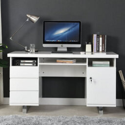 Furniture in Fashion Sydney High Gloss Computer Desk With 1 Door 3 Drawers In White - thumbnail 2