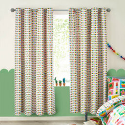 Catherine Lansfield Kids Curious Caterpillar Fully Reversible 66X72 Inch Eyelet Curtains Two Panels Bright - thumbnail 4