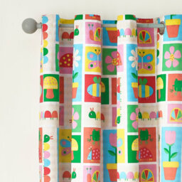 Catherine Lansfield Kids Curious Caterpillar Fully Reversible 66X72 Inch Eyelet Curtains Two Panels Bright - thumbnail 1