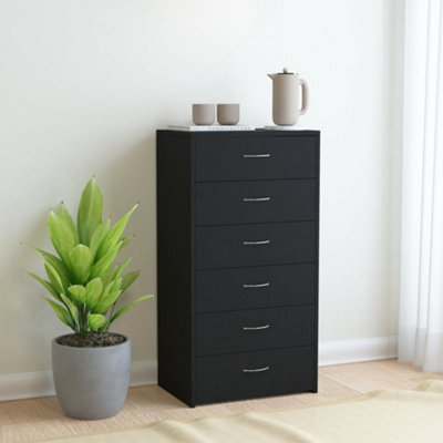 Berkfield Sideboard With 6 Drawers Black 50X34X96 Cm Engineered Wood - image 1