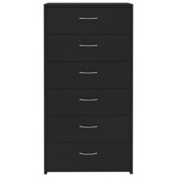 Berkfield Sideboard With 6 Drawers Black 50X34X96 Cm Engineered Wood - thumbnail 4