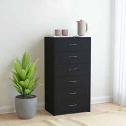 Berkfield Sideboard With 6 Drawers Black 50X34X96 Cm Engineered Wood - thumbnail 1