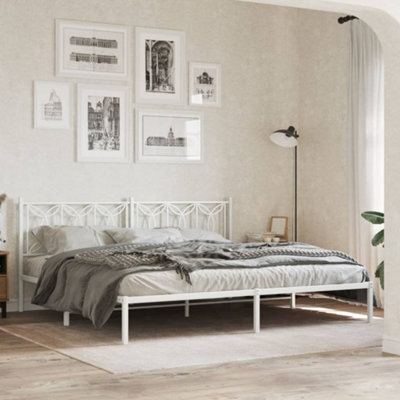 Berkfield Metal Bed Frame Without Mattress With Headboard White 193X203Cm - image 1