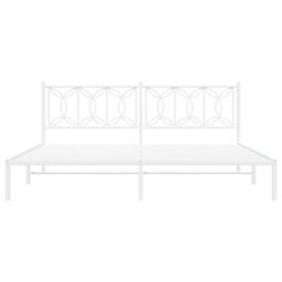 Berkfield Metal Bed Frame Without Mattress With Headboard White 193X203Cm - thumbnail 4