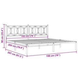 Berkfield Metal Bed Frame Without Mattress With Headboard White 193X203Cm - thumbnail 8